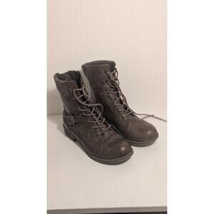 Falls Creek women's brown boots, Marie Knit trim lace up zip up boots